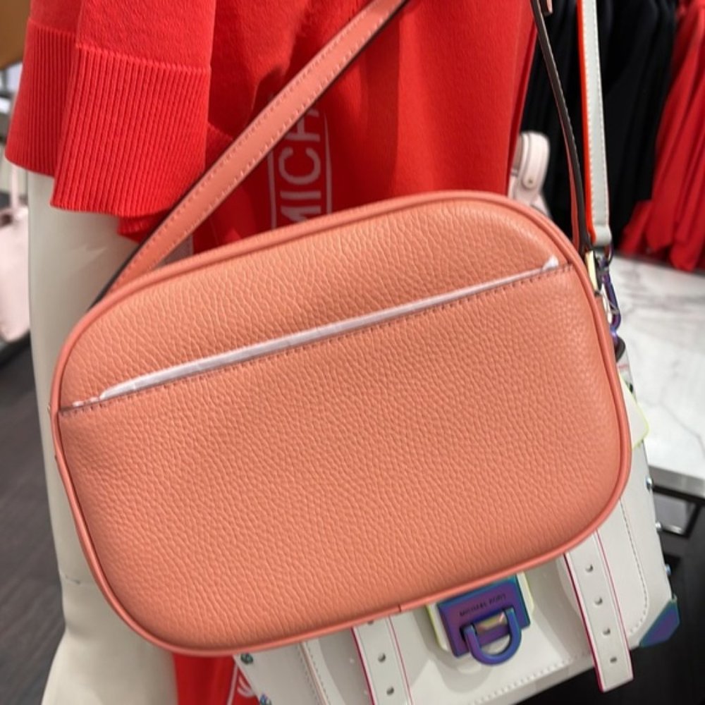 Michael Kors Jet Set Medium Embossed Pebbled Leather Crossbody Bag Sherbert - Picture 7 of 16
